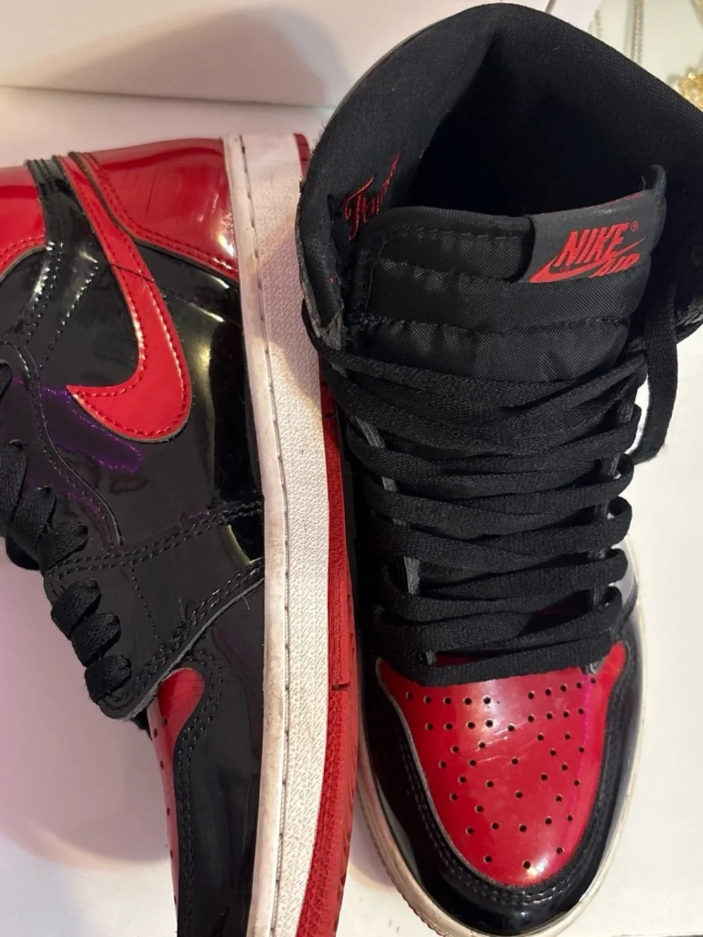 Nike Black and Red High-Top Sneakers